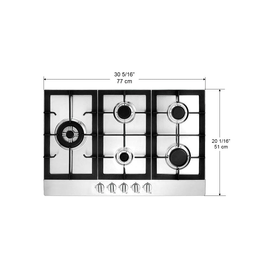 30 Inch Natural Gas Cooktop - 5 Burner Stainless Steel Stove for Home Kitchen Cooking, Grilling & Baking - Perfect for Chefs & Home Cooks