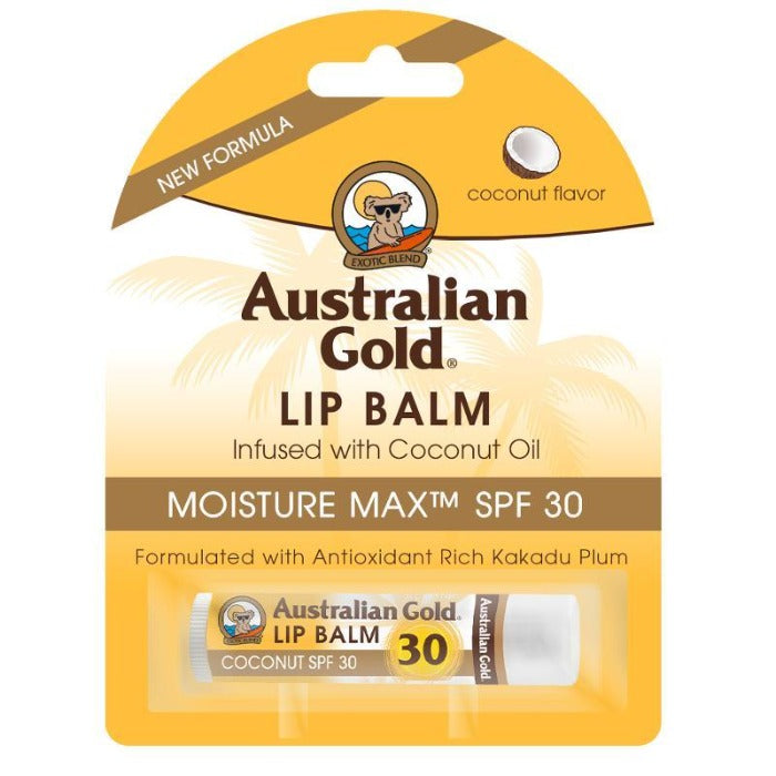 Australian Gold SPF 30 Lip Balm .15 oz - Moisturizing Sun Protection for Dry & Chapped Lips - Perfect for Outdoor Activities, Hiking, and Beach Days