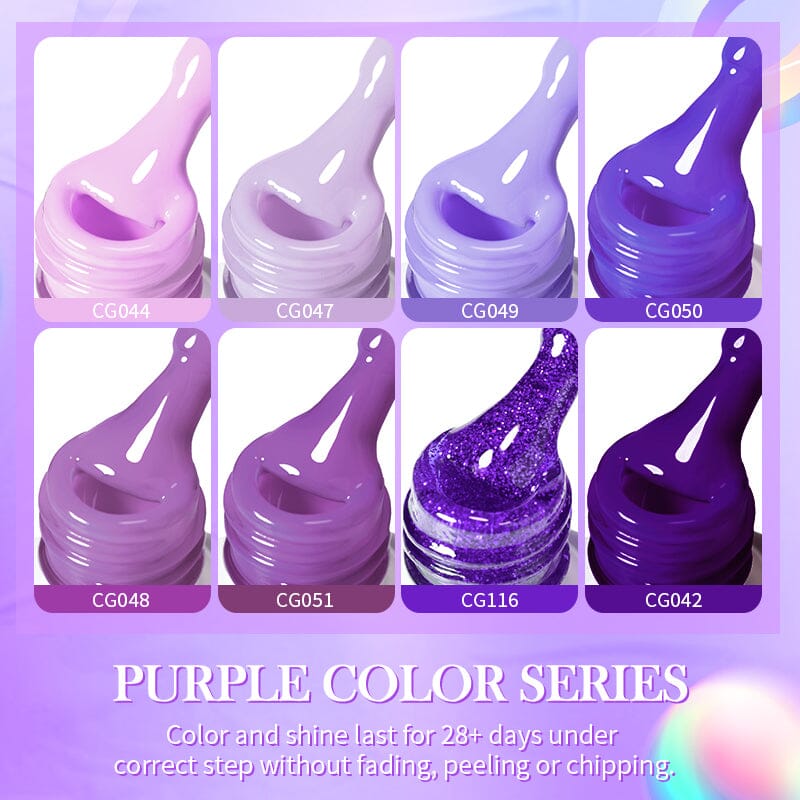 Purple Series Gel Nail Polish 10ml - Long-Lasting UV/LED Soak Off Gel for Manicures & Pedicures - Perfect for Nail Salons & DIY Home Nail Art