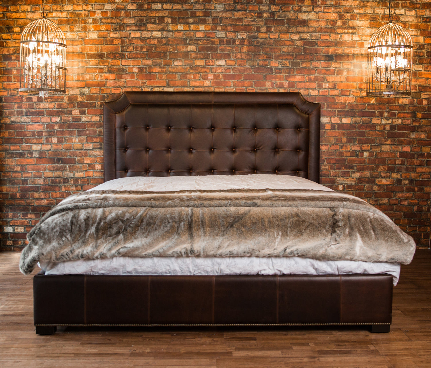 BARONESS Genuine Leather Bed Frame - Queen Size Luxury Upholstered Platform Bed with Headboard - Perfect for Master Bedroom & Modern Home Decor