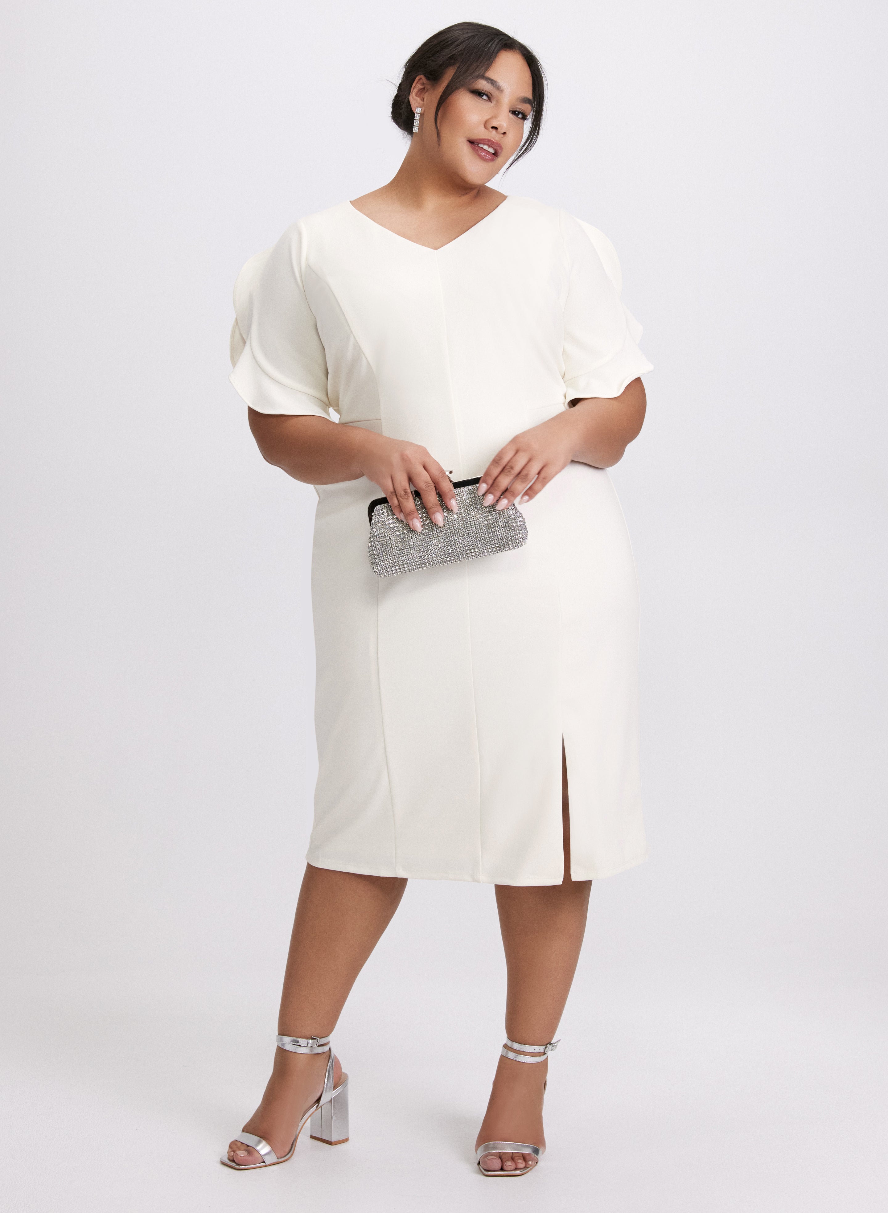 Elegant Fitted Tulip Sleeve Dress for Women - Flattering Bodycon Party Dress for Cocktail, Wedding & Special Occasions