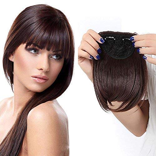 Verbier Clip-On Hair Fringe Extension - Natural Looking Front Bangs for Women & Girls (Black) | Perfect for Costumes, Cosplay & Everyday Styling