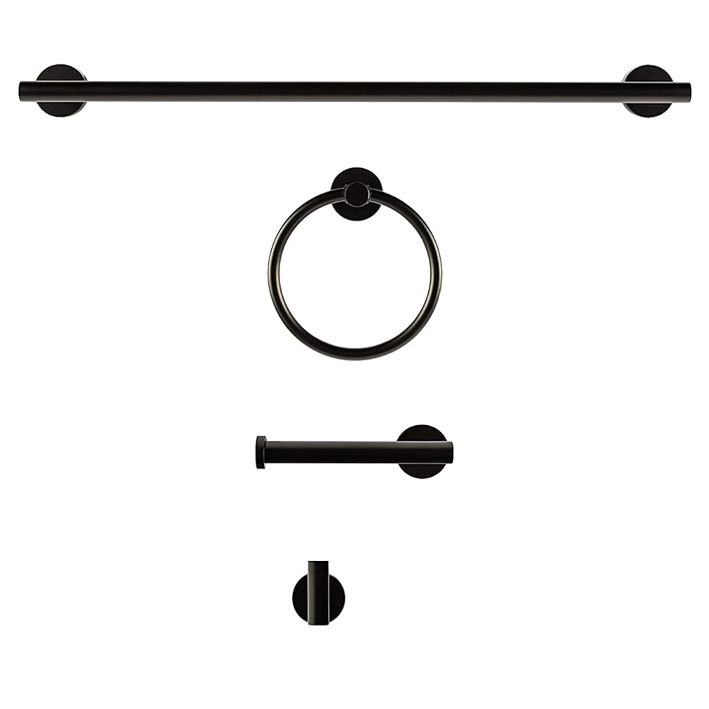 DOITOOL 4-Piece Stainless Steel Bathroom Hardware Set - Shower Towel Hook, Towel Bar, Towel Ring & Toilet Paper Holder - Wall Mounted Bathroom Accessories for Shower, Bath & Toilet Organization