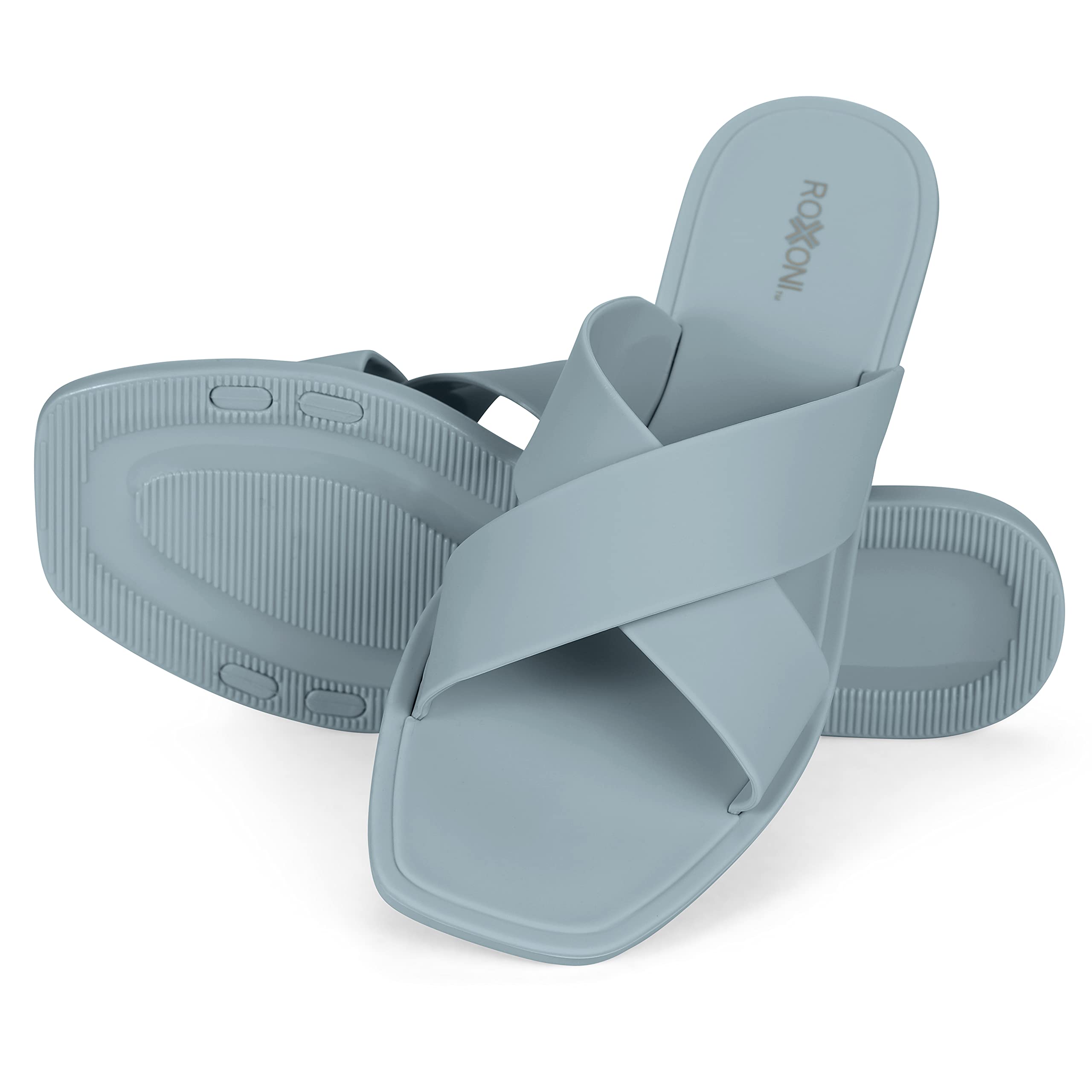 Roxoni Women's Quick-Drying Slippers - Non-Slip Shower Sandals for Bathroom, Pool & Spa - Comfortable Criss-Cross Design for Indoor/Outdoor Use