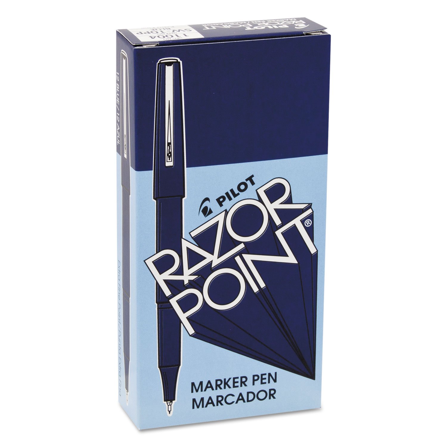 PILOT Razor Point Fine Line Marker Pens - Ultra-Fine 0.3mm Blue Ink - 12-Pack (11004) - Perfect for Art, Calligraphy, Note Taking & Detailed Sketching