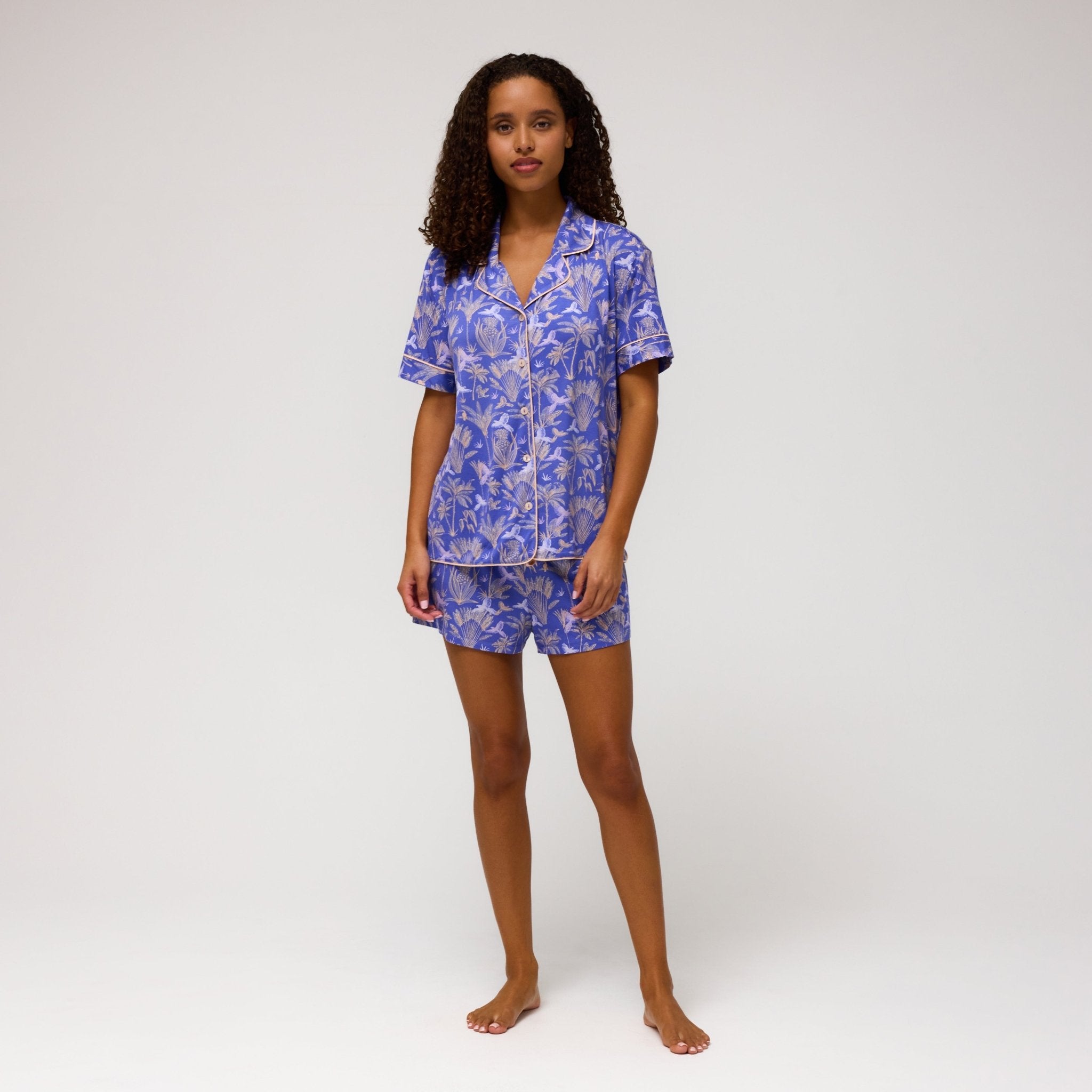 All American Shortie PJ Set - Tropical Night Print Sleepwear for Women | Soft & Comfortable Pajama Set for Lounge, Sleep & Relaxation at Home