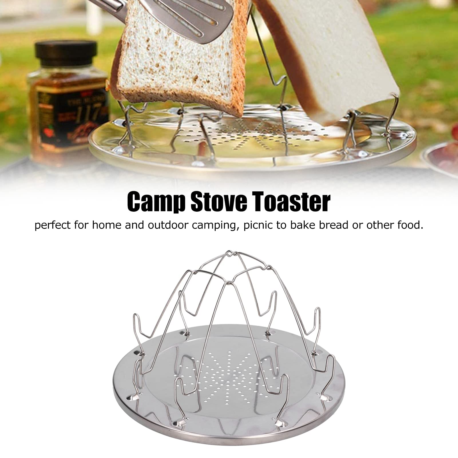 Stainless Steel Portable Toaster Stand for Camping | 4-Slice Toaster Rack Holder | Perfect for Outdoor Hiking, Fishing, BBQ & Picnics | Durable & Lightweight for Travel & Backyard Parties