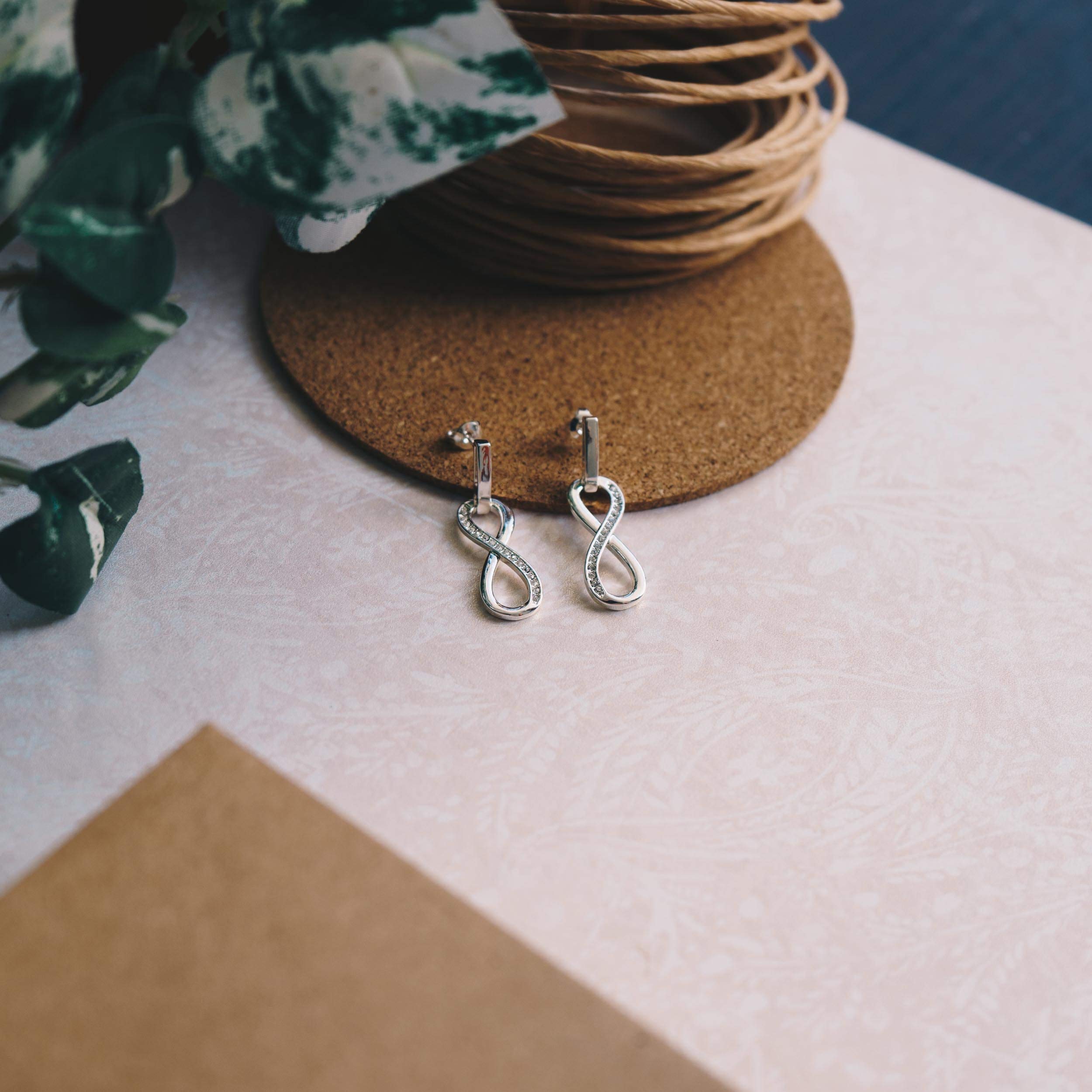 Silver Plated Infinity Drop Earrings with Zirconia® Crystals - Perfect for Parties & Weddings