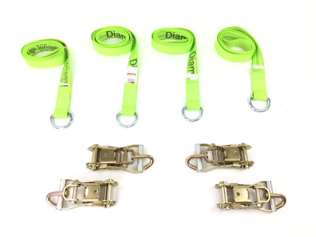 2-Pack 8' Diamond Weave Lasso Wheel Lift Straps with Swivel J-Hook Ratchets - Heavy Duty Towing & Recovery Straps for Trucks, ATVs, Trailers - 4,000 lb Capacity (4 Pack)