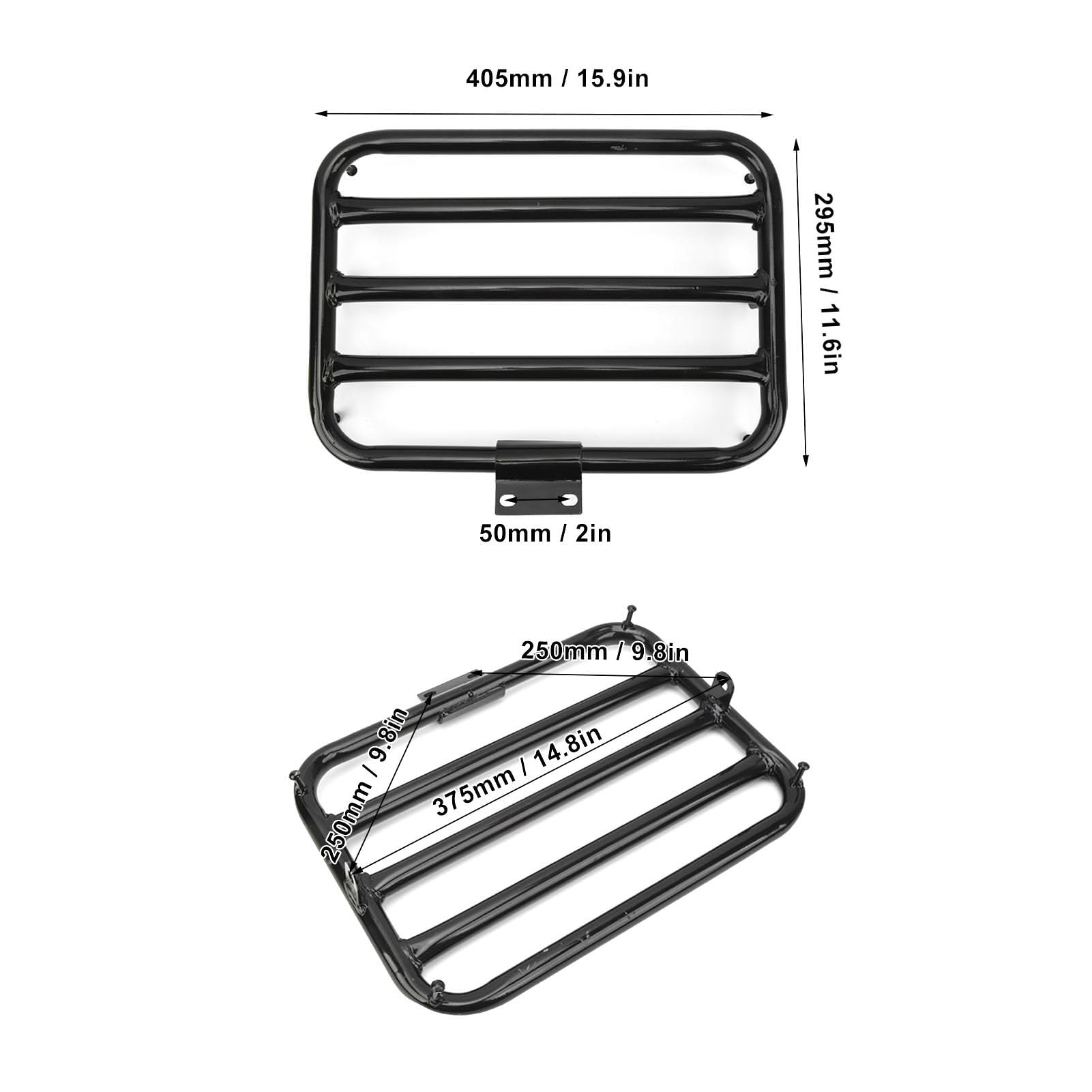 405x295mm Mini Bike Rear Rack - Steel Alloy Rear Seat Luggage Carrier for Coleman Trail CT200U 196cc | Durable Cargo Rack Bracket Replacement for Mini Bikes, Perfect for Camping, Hunting & Outdoor Adventures