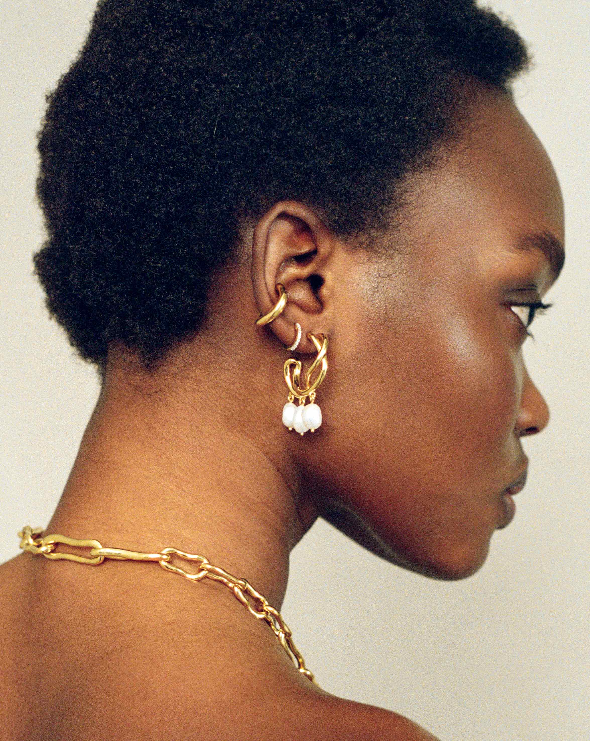 18Ct Gold Plated Molten Ear Cuff - Trendy Statement Earrings for Women, Perfect for Parties, Weddings & Everyday Wear