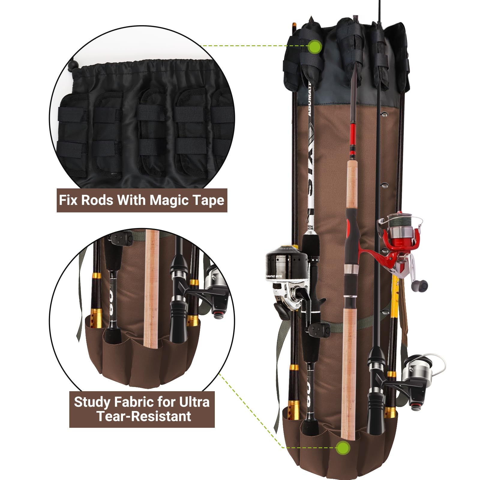 **Durable Folding Fishing Rod Bag - Oxford Fabric Fishing Pole Case for Men, Portable Fishing Gear with Shoulder Strap - Ideal for Travel, Camping & Outdoor Fishing (Coffee)**