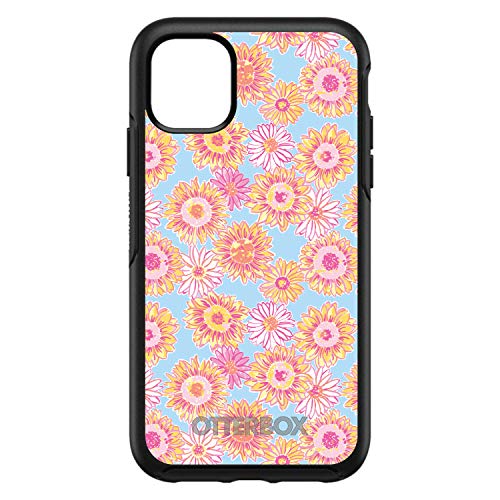 Preppy Pattern - Blue Pink Yellow Flowers Floral On Black Case