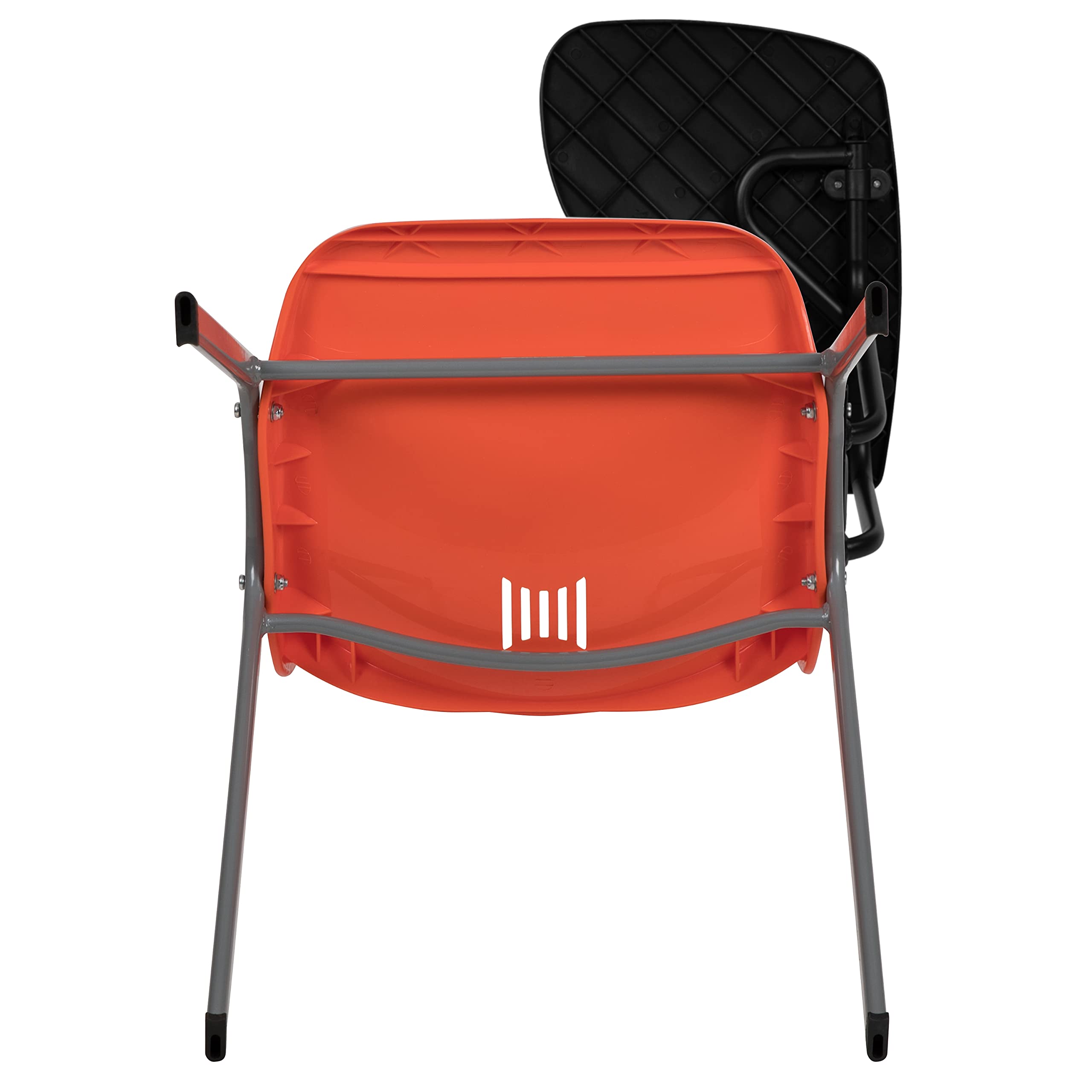 Ergonomic Orange Shell Chair with Left-Handed Flip-Up Tablet Arm - Adjustable Office Desk Chair for Home & Work - Perfect for Remote Work, Gaming & Study