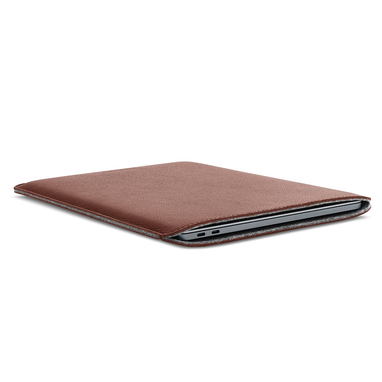 Premium Genuine Leather MacBook Pro 13 & Air 13/13.6 Inch Sleeve Case - Cognac Brown Protective Cover | Perfect for Business, Travel & Daily Commute