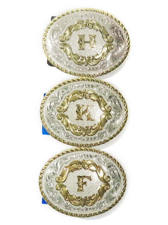 Montana Silversmiths 5000A Small Initial Gold Filigree Western Belt Buckle for Men & Women - Perfect for Cowboy Boots, Jeans & Western Fashion Outfits