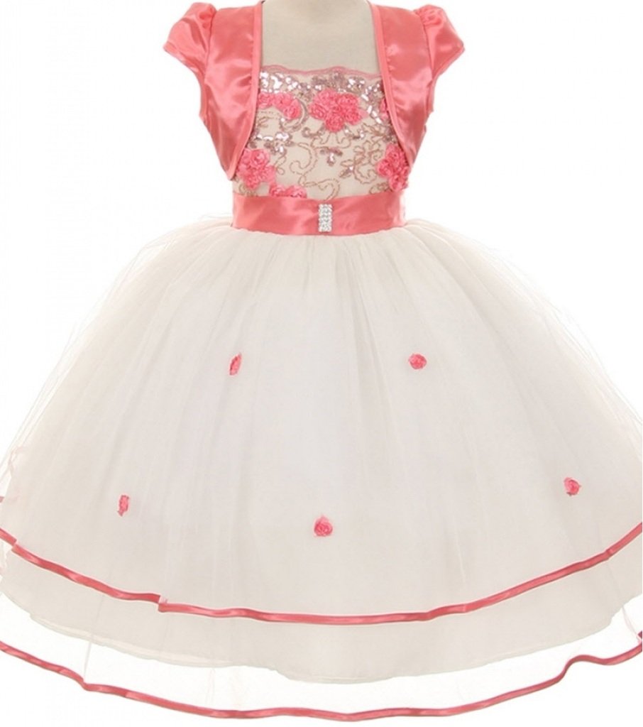Little Girls Beaded Floral Embroidery Dresses - Special Flower Design Summer Party & Special Occasion Outfits for Toddlers