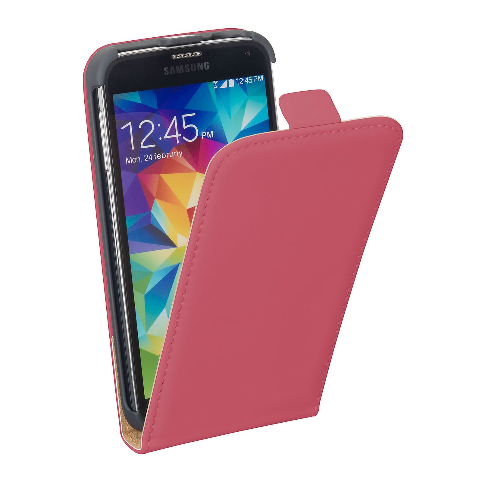 Pink Flip Cover Case for Samsung Galaxy S5 Mini - Slim Protective Phone Cover with Auto Wake/Sleep | Perfect for Work, Travel & Everyday Use