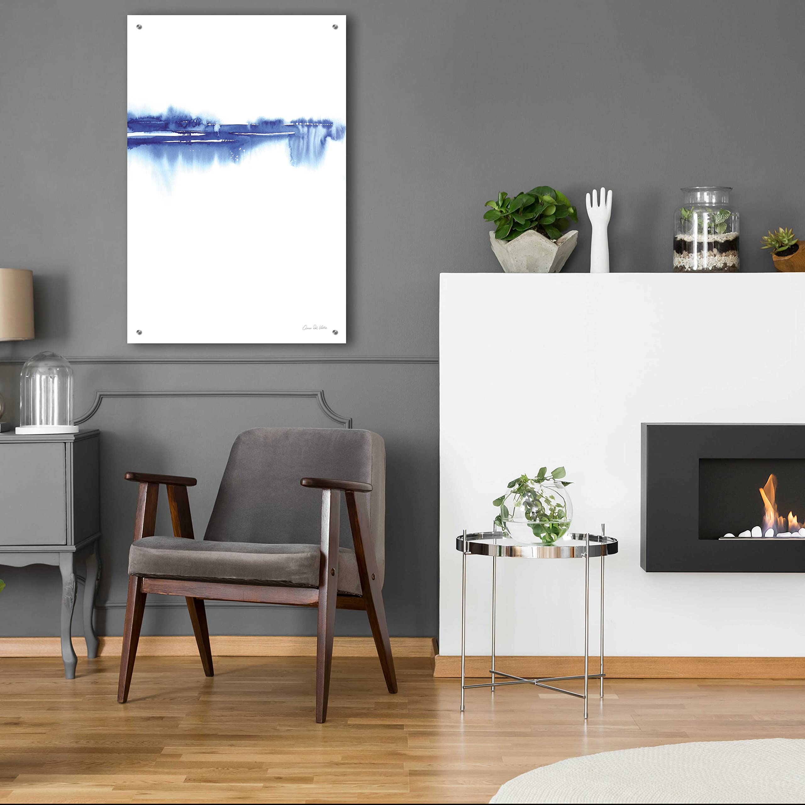 Blue Horizon II Acrylic Glass Wall Art by Alan Majchrowicz - 24x36 Inch Modern Abstract Painting for Living Room, Bedroom & Office Decor