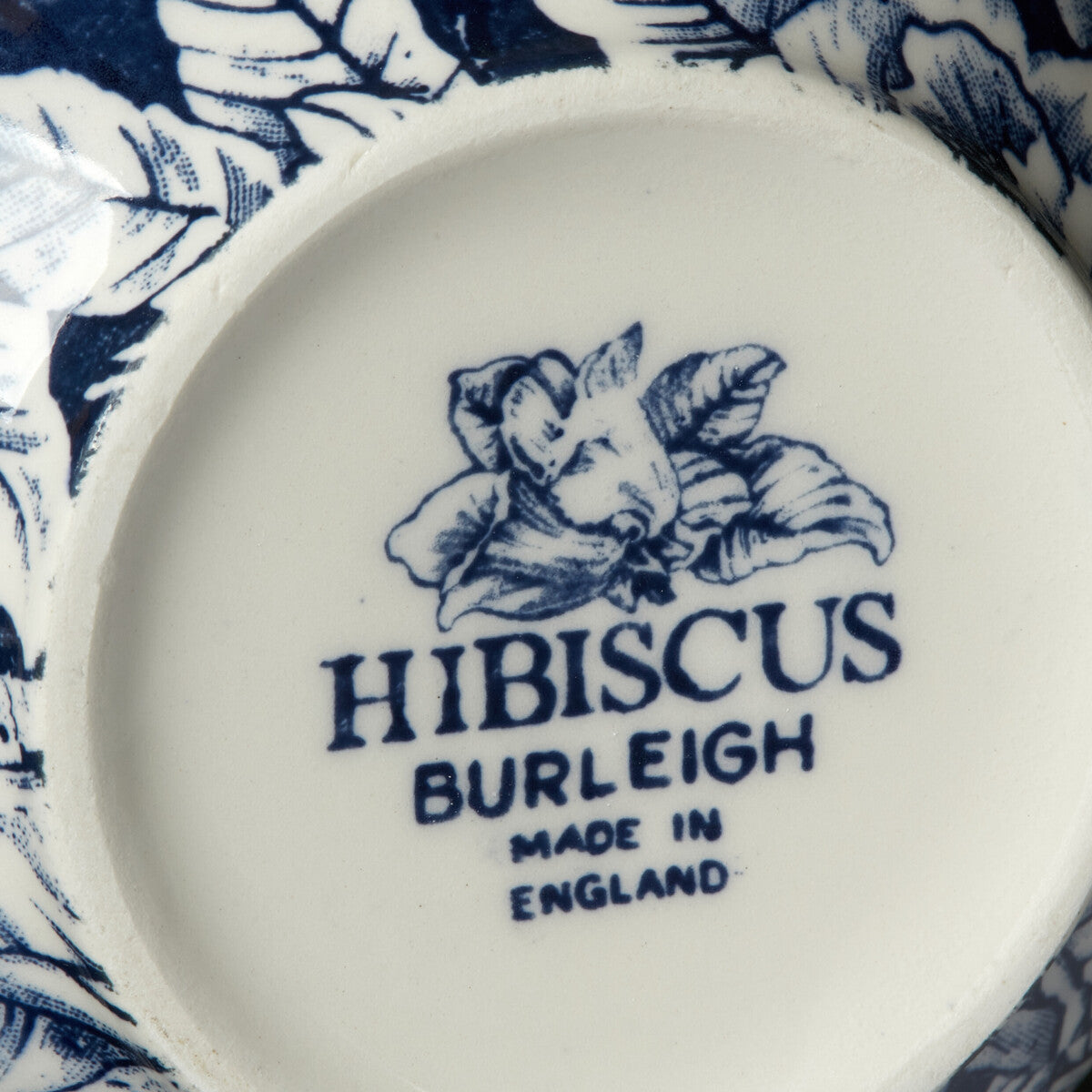 Burleigh Ink Blue Hibiscus Dinnerware Set - Elegant Floral Ceramic Plates & Bowls for Dining - Perfect for Home Decor, Wedding Registry & Special Occasions