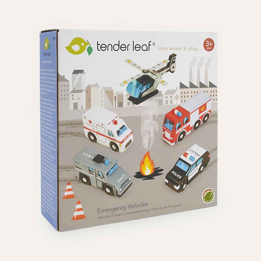 Wooden Toy Emergency Vehicles Set - Fire Truck, Police Car & Ambulance for Kids - Perfect for Imaginative Play, Birthday Gifts & Preschool Learning