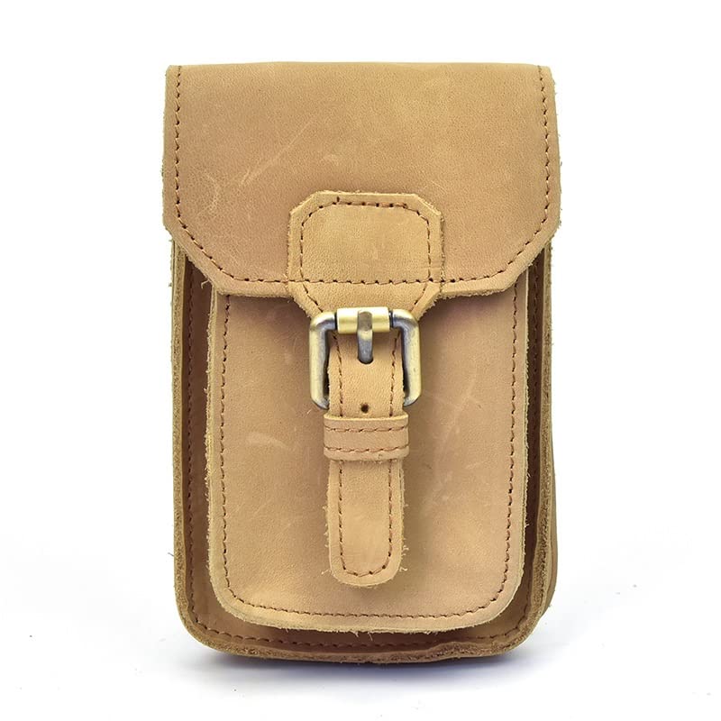 Handmade Men's Leather Phone Pouch - Compact Slim Wallet Case for iPhone & Android (16x10x3cm) - Perfect for Running, Gym & Travel - Stylish & Secure (Color C)