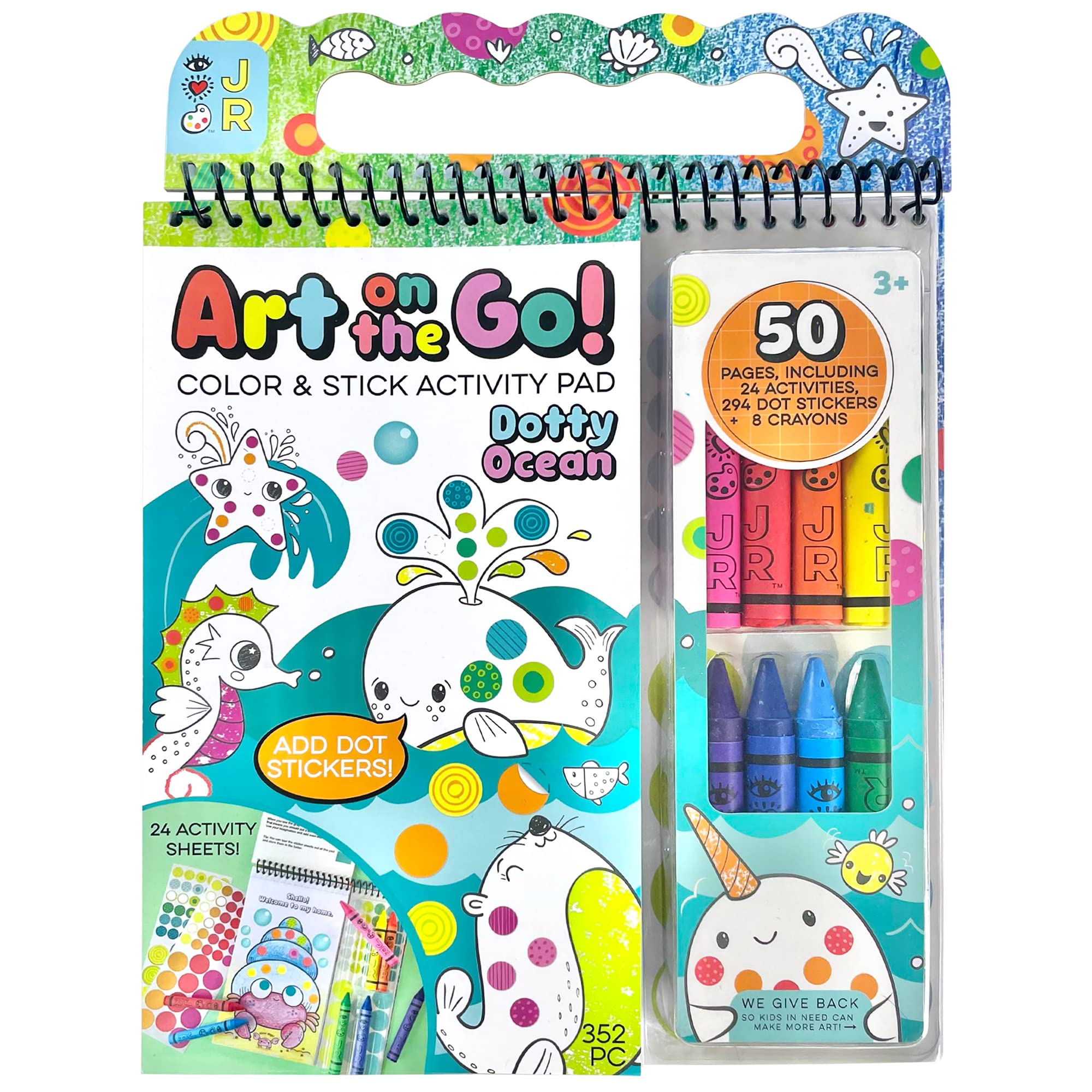 Bright Stripes Travel Coloring Kit for Kids - Mess-Free Art On the Go with Coloring Books, Crayons & Sticker Activity Book | Perfect for Road Trips, Airplane Travel & Restaurants (Ages 3+, Ocean Theme)