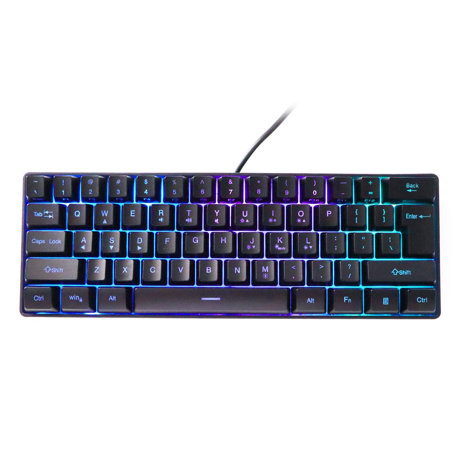 Dpofirs 61-Key RGB Gaming Keyboard with Blue Switches - Wired USB Mechanical Keyboard, 5 Adjustable Levels & 8 Lighting Effects for Windows PC Gamers - Perfect for FPS, MOBA & Typing Enthusiasts