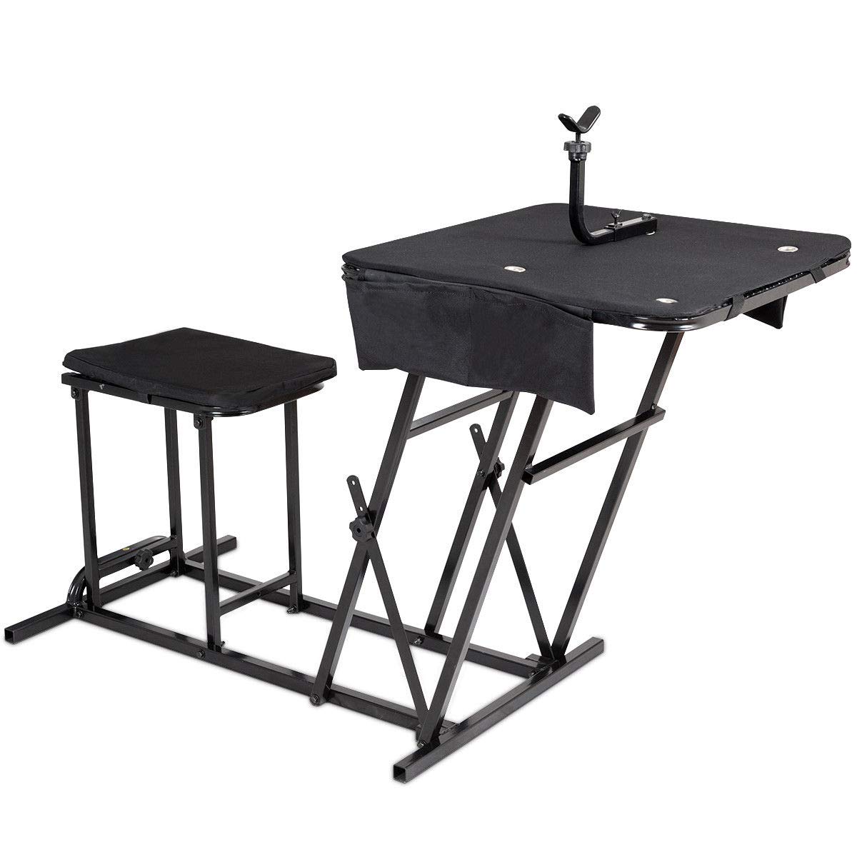 Goplus Portable Shooting Bench - Foldable Shooting Table Seat Set with Adjustable Gun Rest & Ammo Pockets - Rifle Shooting Bench Rest for Outdoor Range, Hunting & Target Practice - Perfect for Hunting Trips, Shooting Ranges & Outdoor Adventures