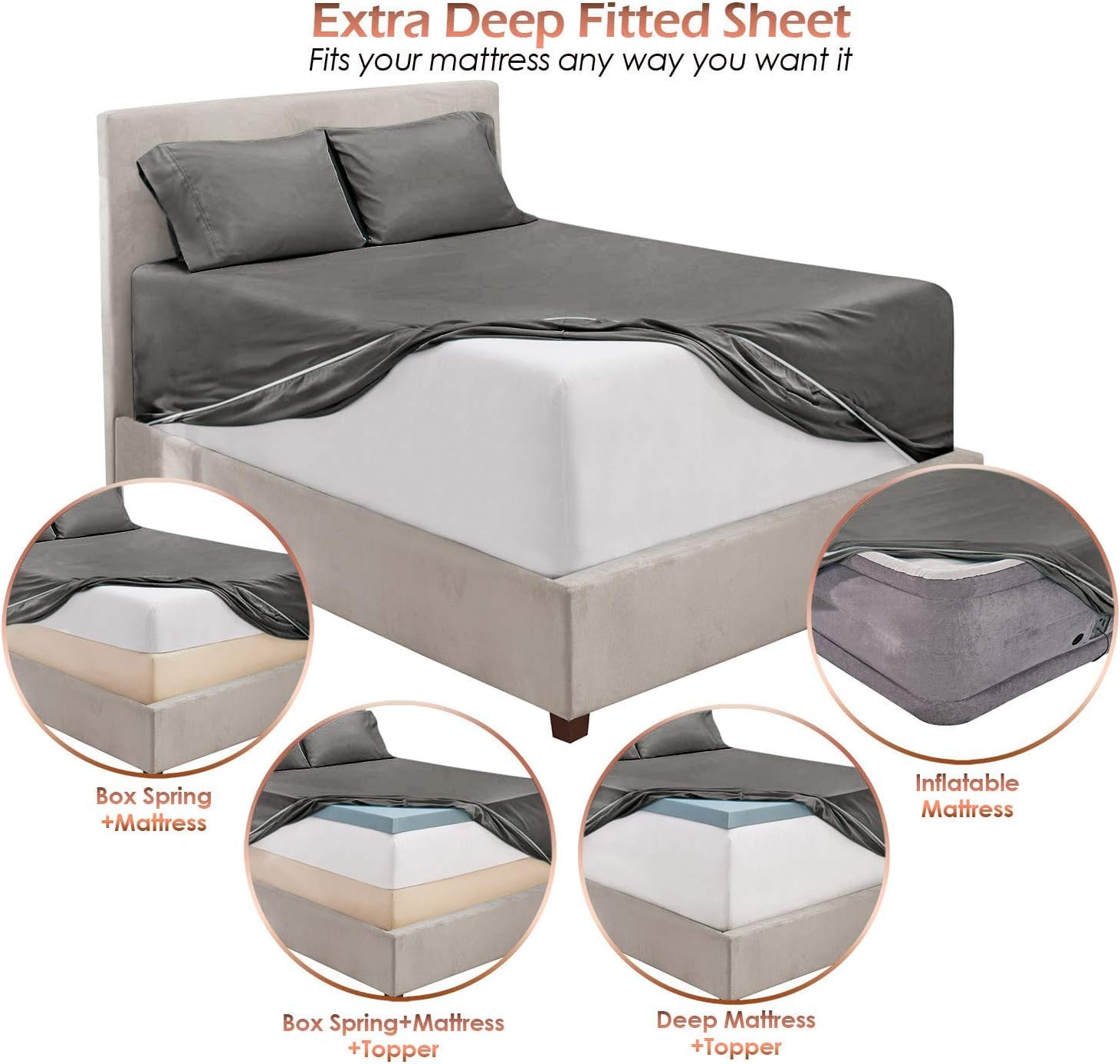 Luxury 100% Cotton 800 Thread Count California King Sheet Set - 4 Piece Hotel Quality Bed Sheets with 15