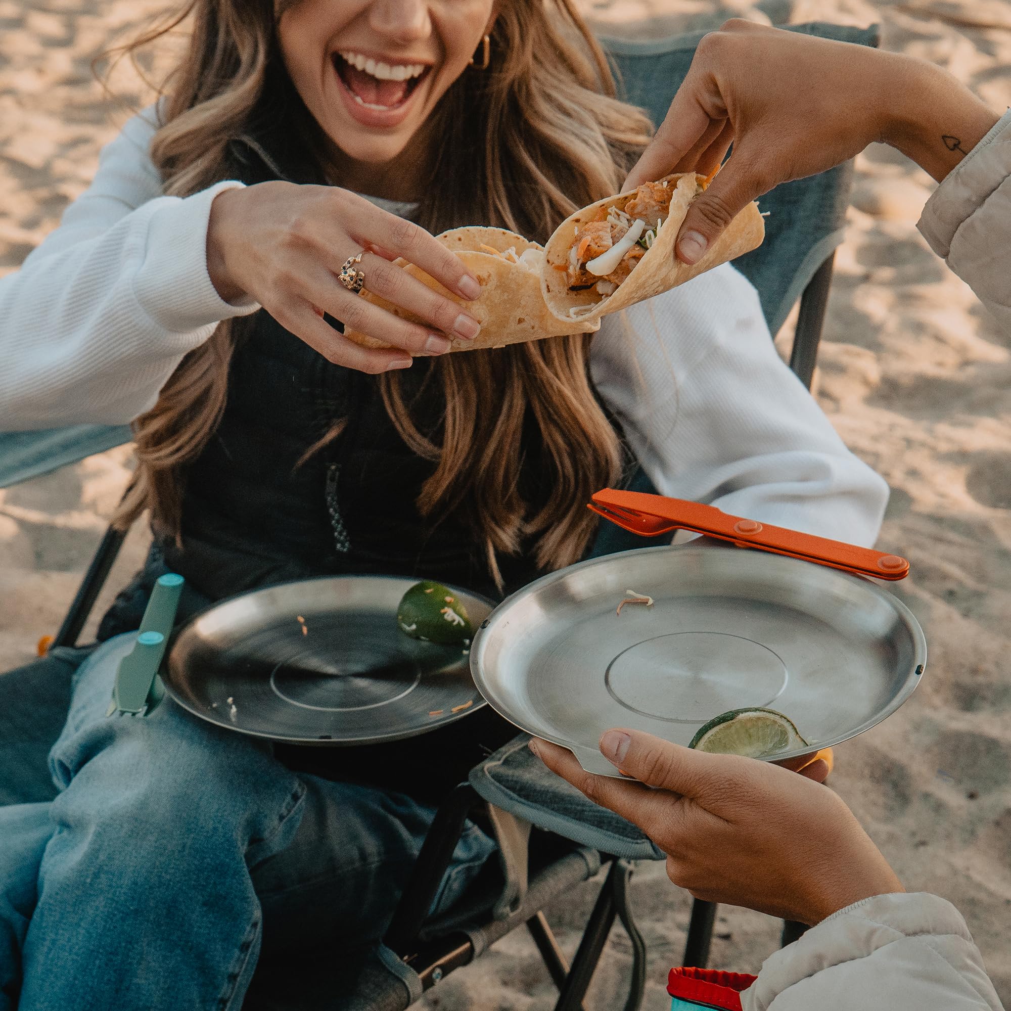 MAGWARE Magnetic Bowls and Plates Set - Stainless Steel Travel Dinnerware for Camping, Backpacking, Picnics - Portable Reusable Camping Mess Kit - Perfect for Outdoor Adventures, RV Trips, and Beach Dining