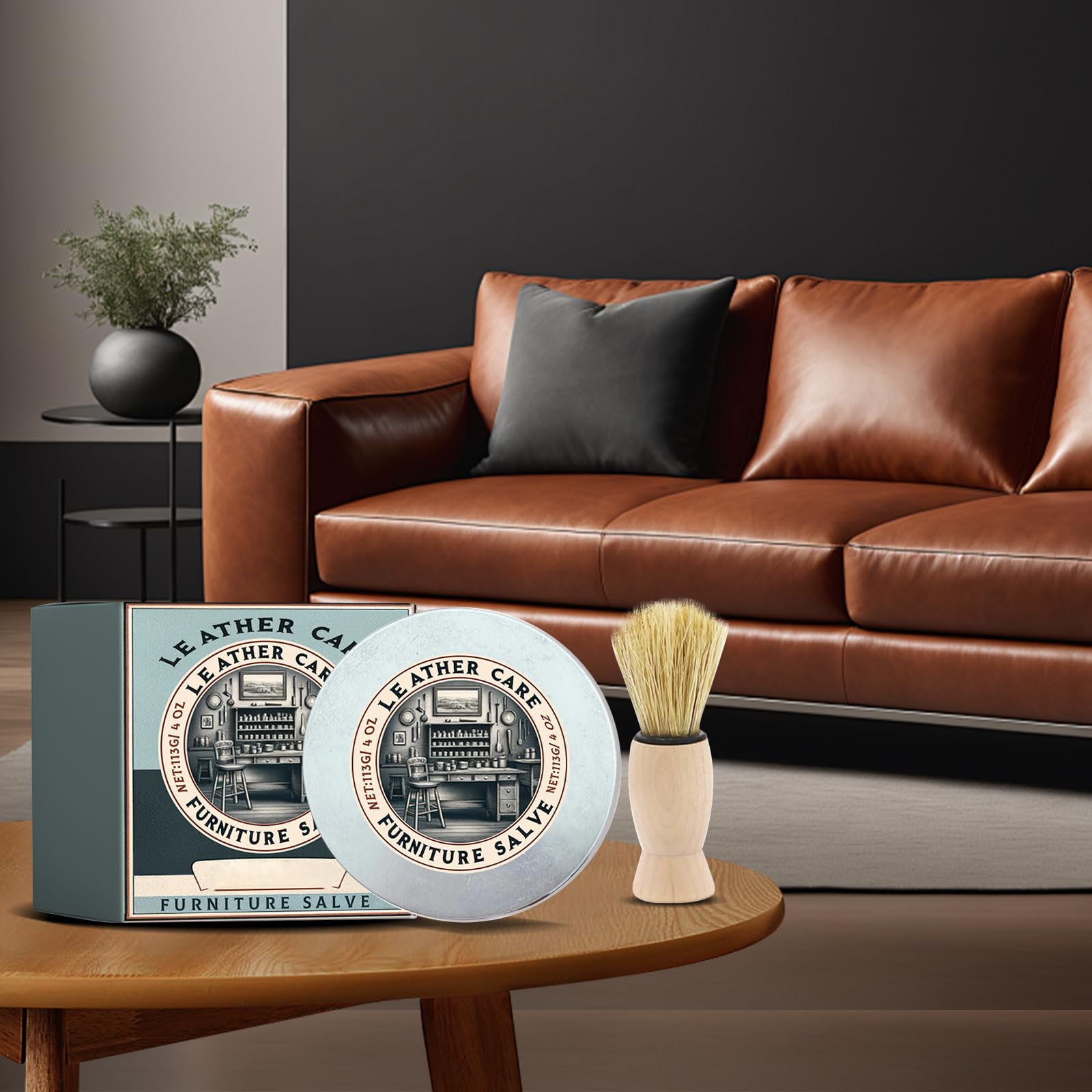 2024 Upgraded Leather Repair Salve with Brush – Restore & Protect Leather, Wood Furniture – Home & Car Leather Care Kit (1pc) – Ideal for Sofas, Chairs, Bags & More