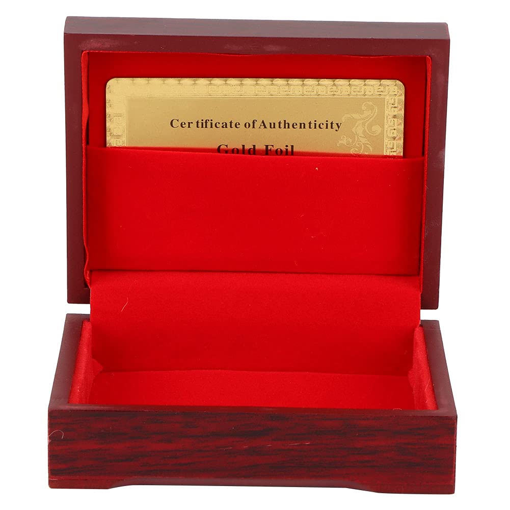 Premium Gold Foil Poker Wooden Box - Luxury Playing Cards Storage Case with Gold Foil Certification Card - Elegant Wooden Poker Box for Board Games & Card Collectors (Brown) - Perfect for Casino Nights, Poker Parties & Gift Giving