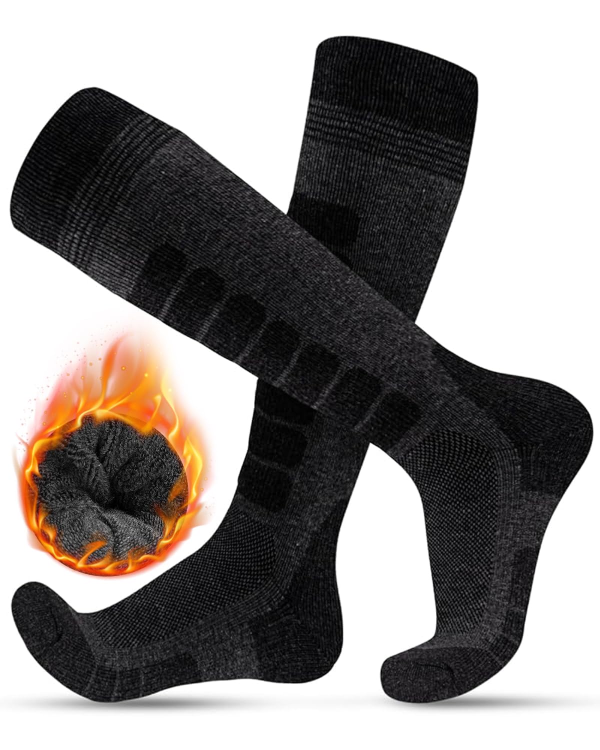 KEECOW Merino Wool Ski Socks for Men & Women - Thermal Warm Winter Snowboard & Hunting Socks (Multipack) - Knee-High Outdoor Socks for Skiing, Snowboarding & Cold Weather Activities