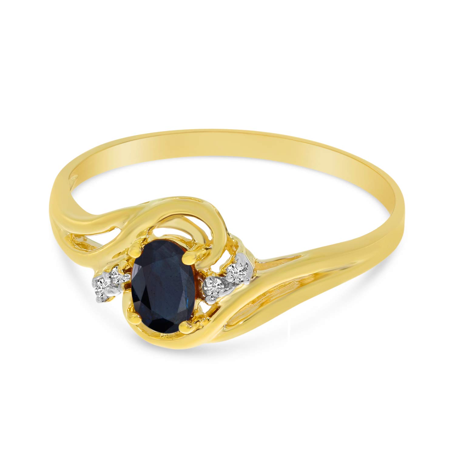 14K Yellow Gold Oval Sapphire and Diamond Ring for Women - Elegant Engagement, Wedding, or Anniversary Jewelry Gift