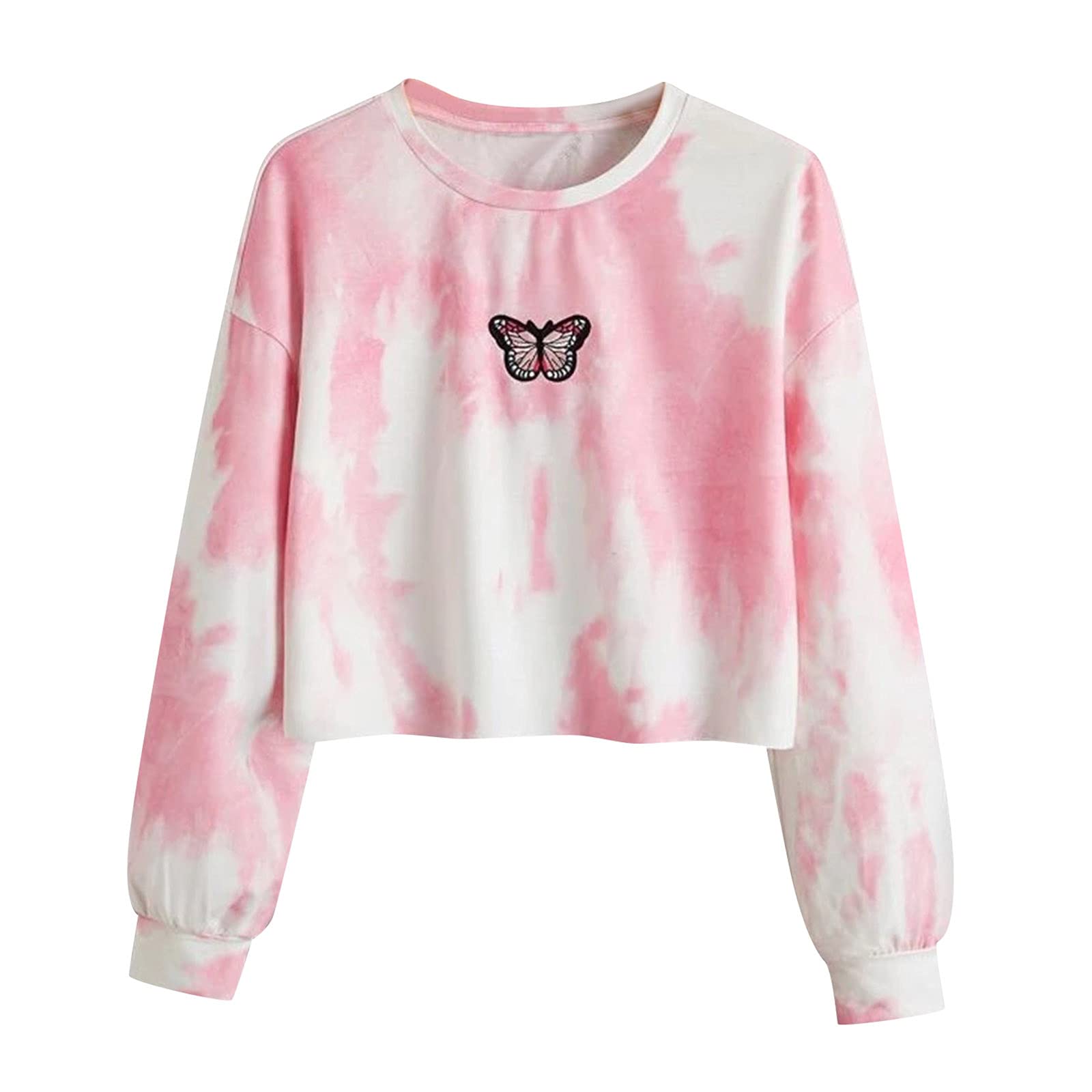 Women's Long Sleeve Tie-Dye Athletic Shirt - Stylish Crop Top Hoodie & Pullover Blouse for Yoga, Gym & Casual Wear