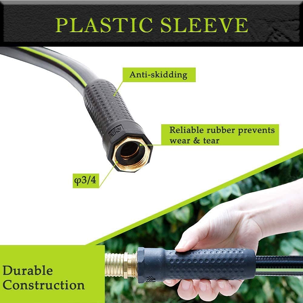 Worth Garden 5/8 in. x 100 ft. Heavy Duty Flexible Garden Hose - Non-Kinking, Durable PVC Material with Brass Fittings - 12-Year Warranty (H155B02) - Perfect for Lawn Care, Gardening, and Outdoor Watering