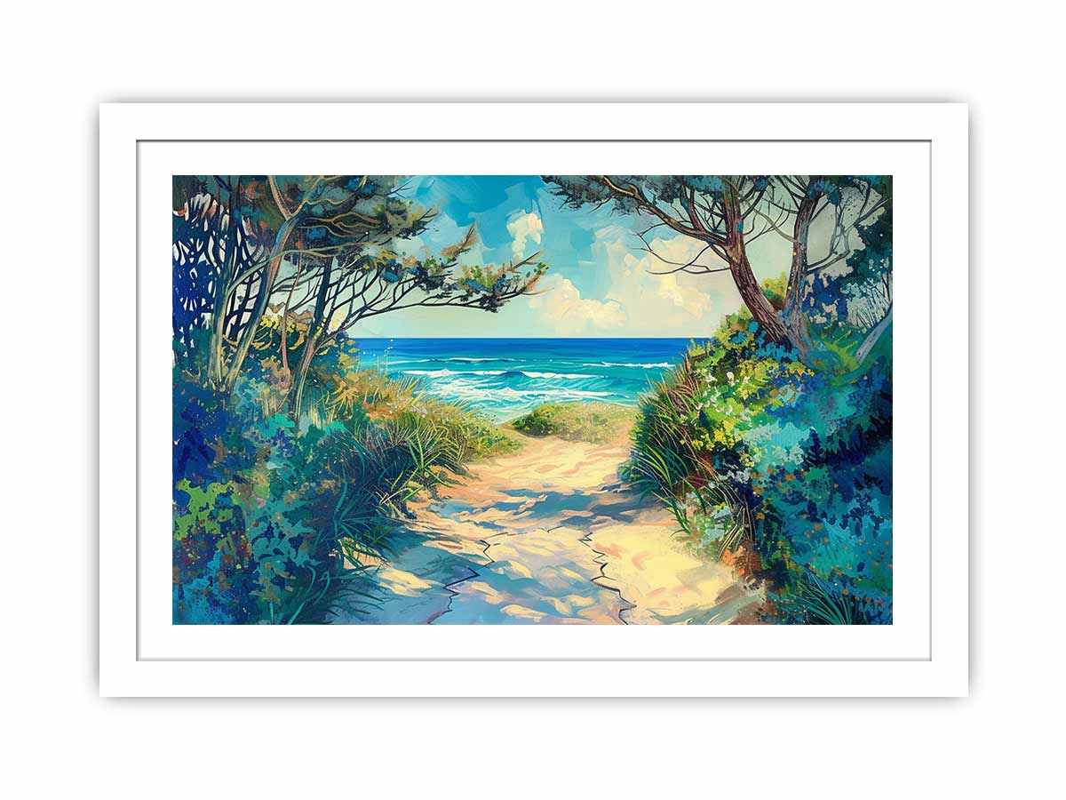 Beach Path Framed Print - Coastal Wall Art Decor for Living Room, Bedroom & Office - Perfect for Beach House, Vacation Home & Seaside Themed Spaces