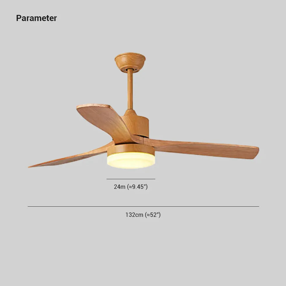 3-Blade Wooden Ceiling Fan with LED Light Kit - Modern Rustic Home Decor for Bedroom, Living Room & Patio