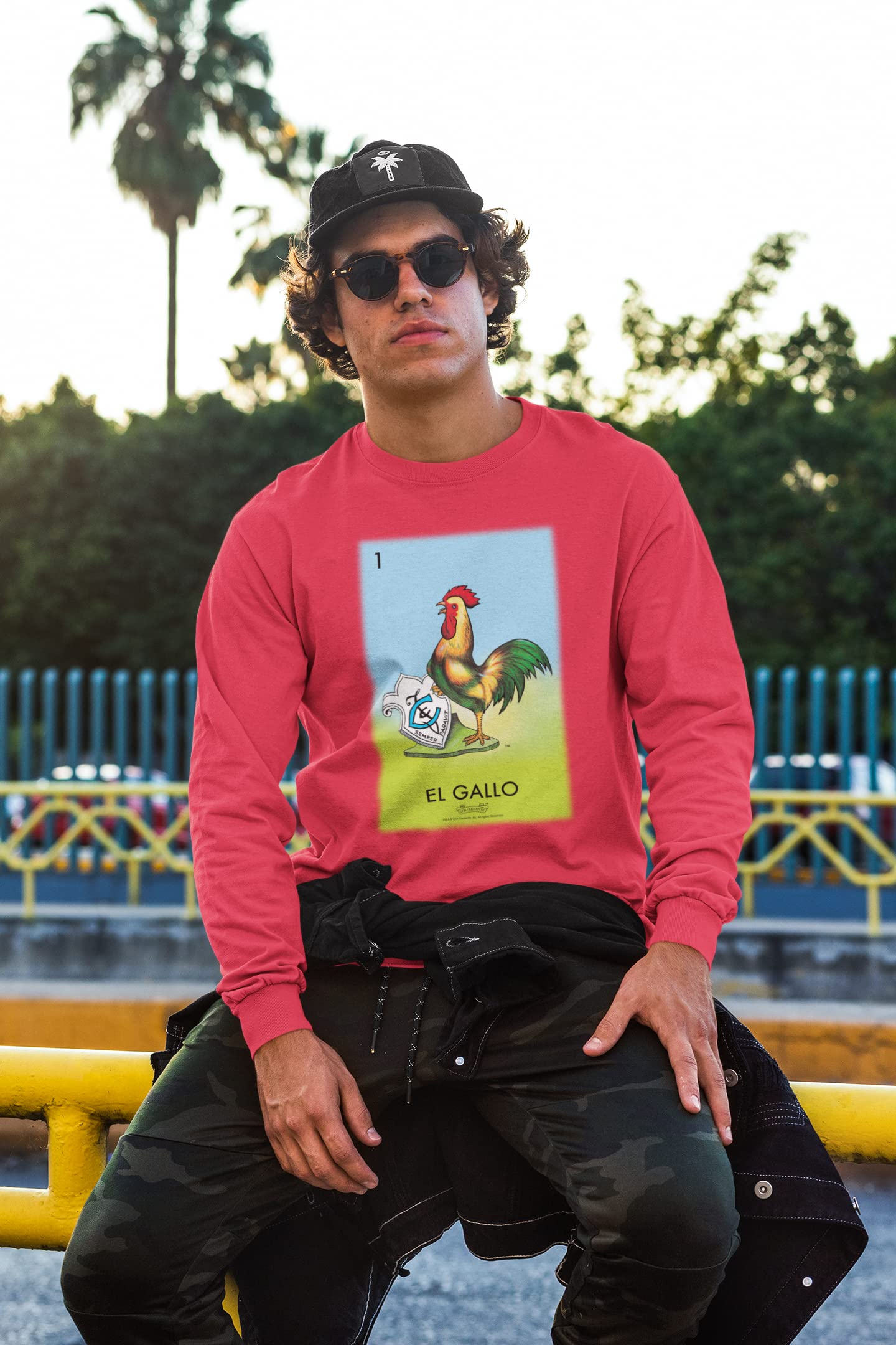 Pop Threads Men's El Gallo Rooster Loteria Card Mexican Graphic T-Shirt - Vintage Latino Style Cotton Tee for Casual Wear & Hispanic Heritage Celebration