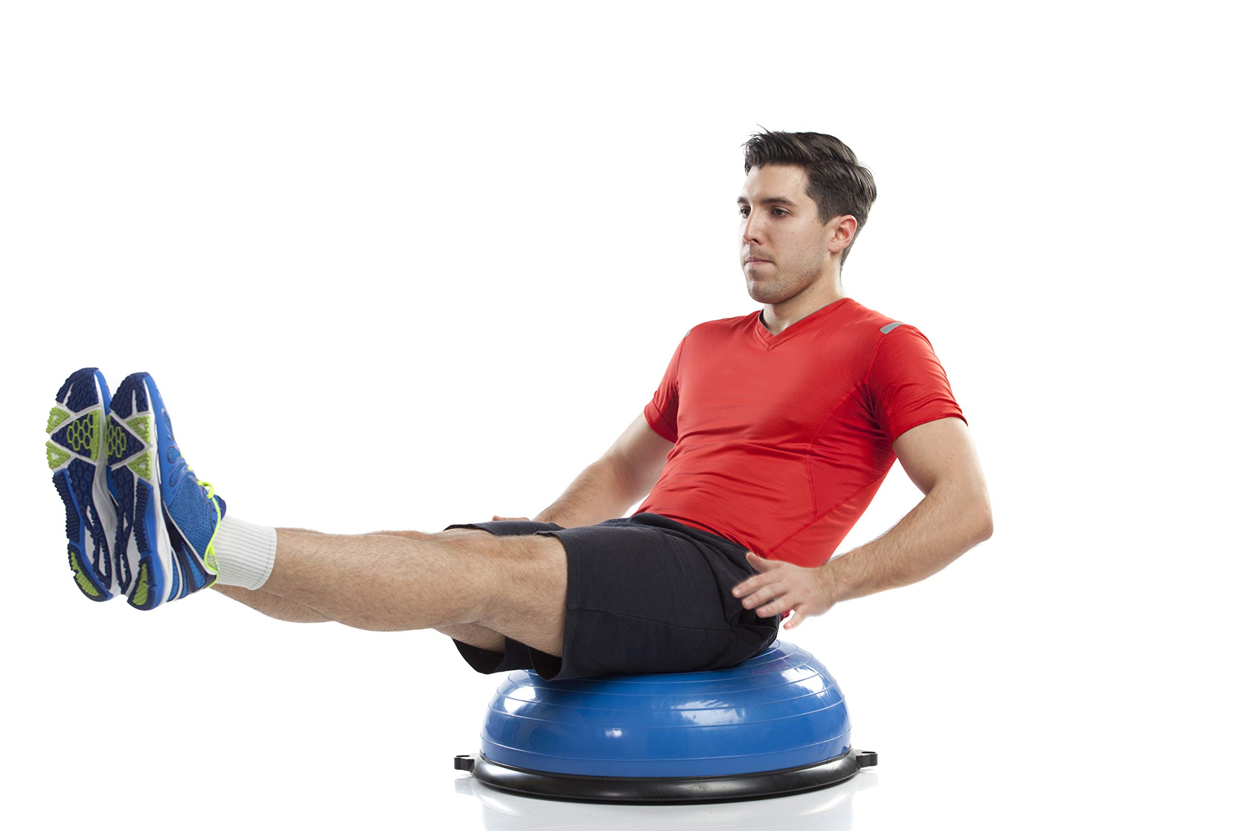 Balance Ball Trainer - Half Yoga Exercise Ball with Resistance Bands & Foot Pump for Core Strength, Stability Training, Yoga & Home Gym Workouts | Perfect for Pilates, Physical Therapy & Office Seating (Blue)