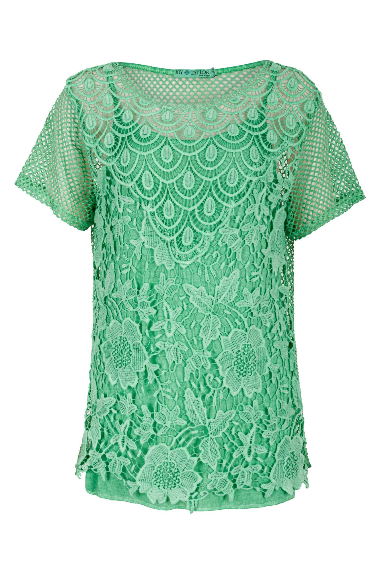 Italian Green Lace Top 0405AR - Elegant Blouse for Women, Perfect for Parties, Weddings & Special Occasions