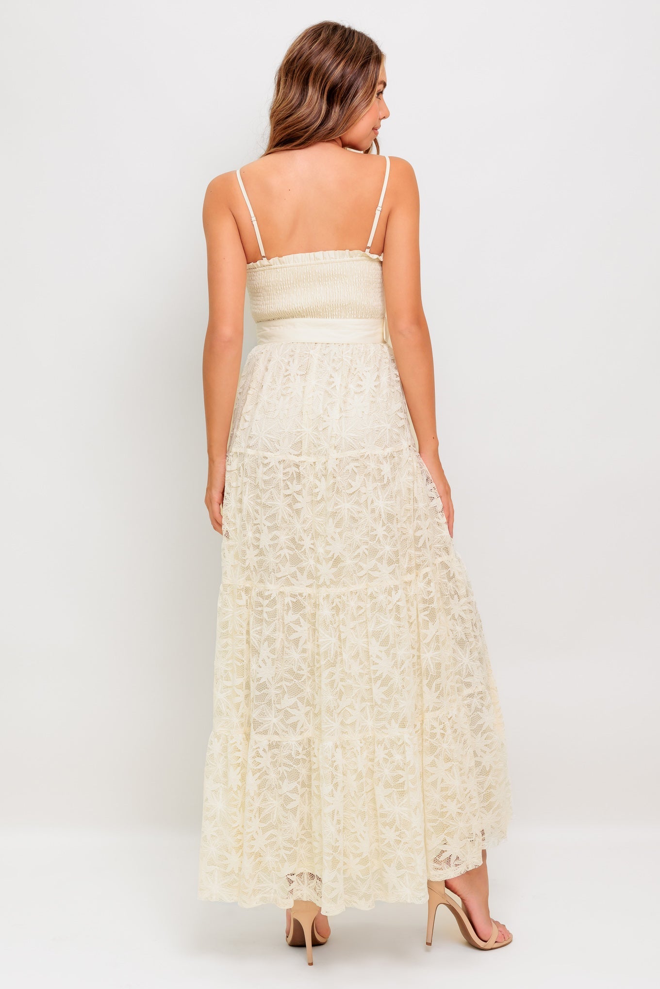 Elegant Cream Lace Ankle Dress for Women - Perfect for Beach Weddings, Summer Vacations & Boho Photoshoots