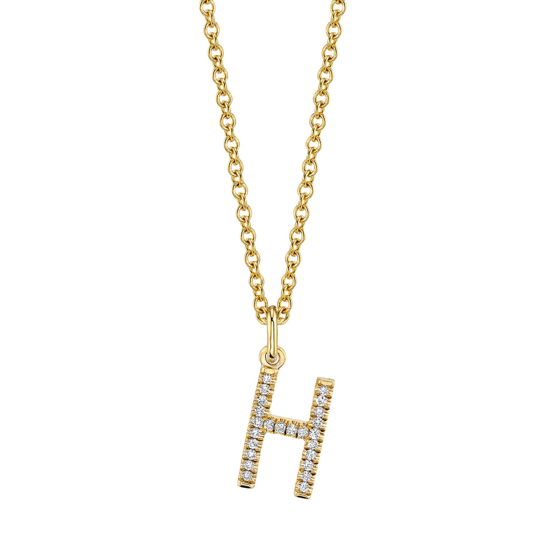 14K Yellow Gold Block Letter H Diamond Pendant Necklace for Women - Elegant Layering & Everyday Jewelry Gift