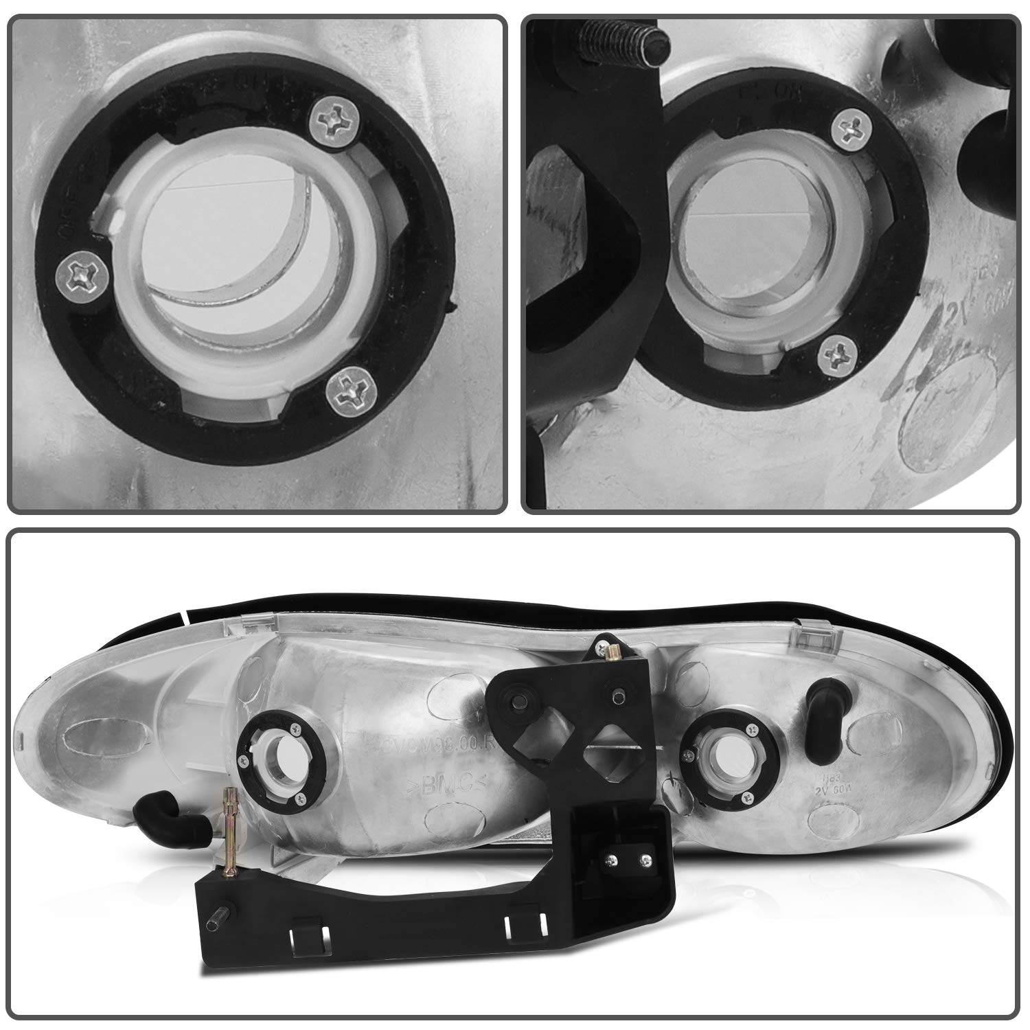 SCITOO Pair Headlight Assembly for Chevrolet Camaro 1998-2002 - Chrome Housing & Clear Lens - Replacement Part #16525313 GM2503211 (Bulbs Not Included) - Perfect for Night Driving & Car Restoration Projects