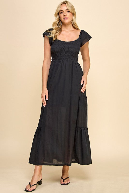 Elegant Smocked Tiered Dress for Women - Flowy Summer Maxi Dress with Ruffles - Perfect for Beach, Wedding & Vacation