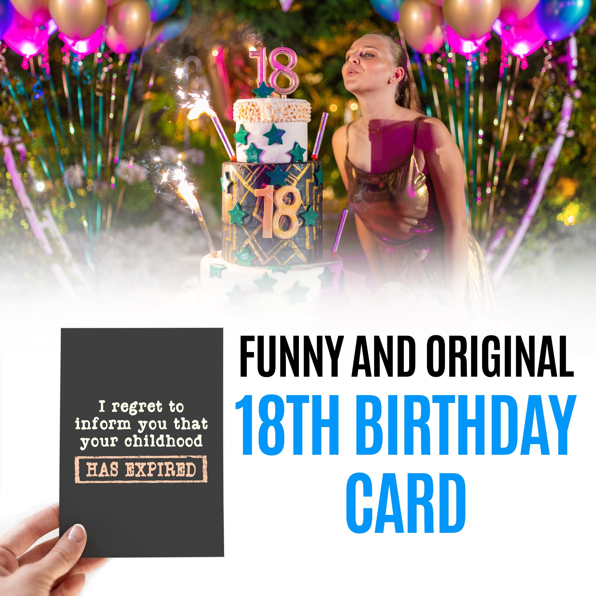 Funny 18th Birthday Card for Girls, Boys, Teens - Perfect 18 Year Old Birthday Greeting Card for Daughter, Son, Niece, Nephew, Sister or Friend - Hilarious Adulting Gift for Milestone Celebration - Great for Parties, Gag Gifts & Sentimental Keepsakes