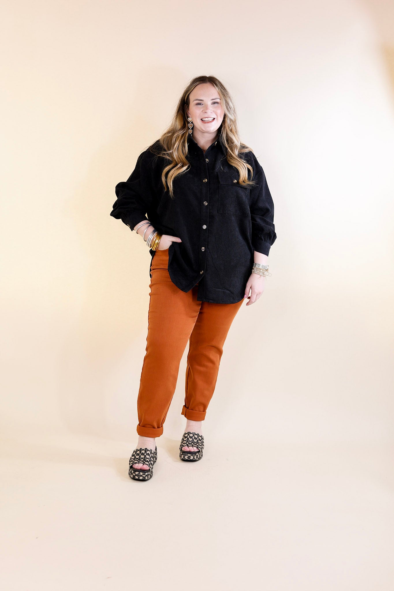 Black Corduroy Shacket for Women - Stylish Button Up Jacket for Fall & Winter | Perfect for Casual Outings, Layering & Office Wear