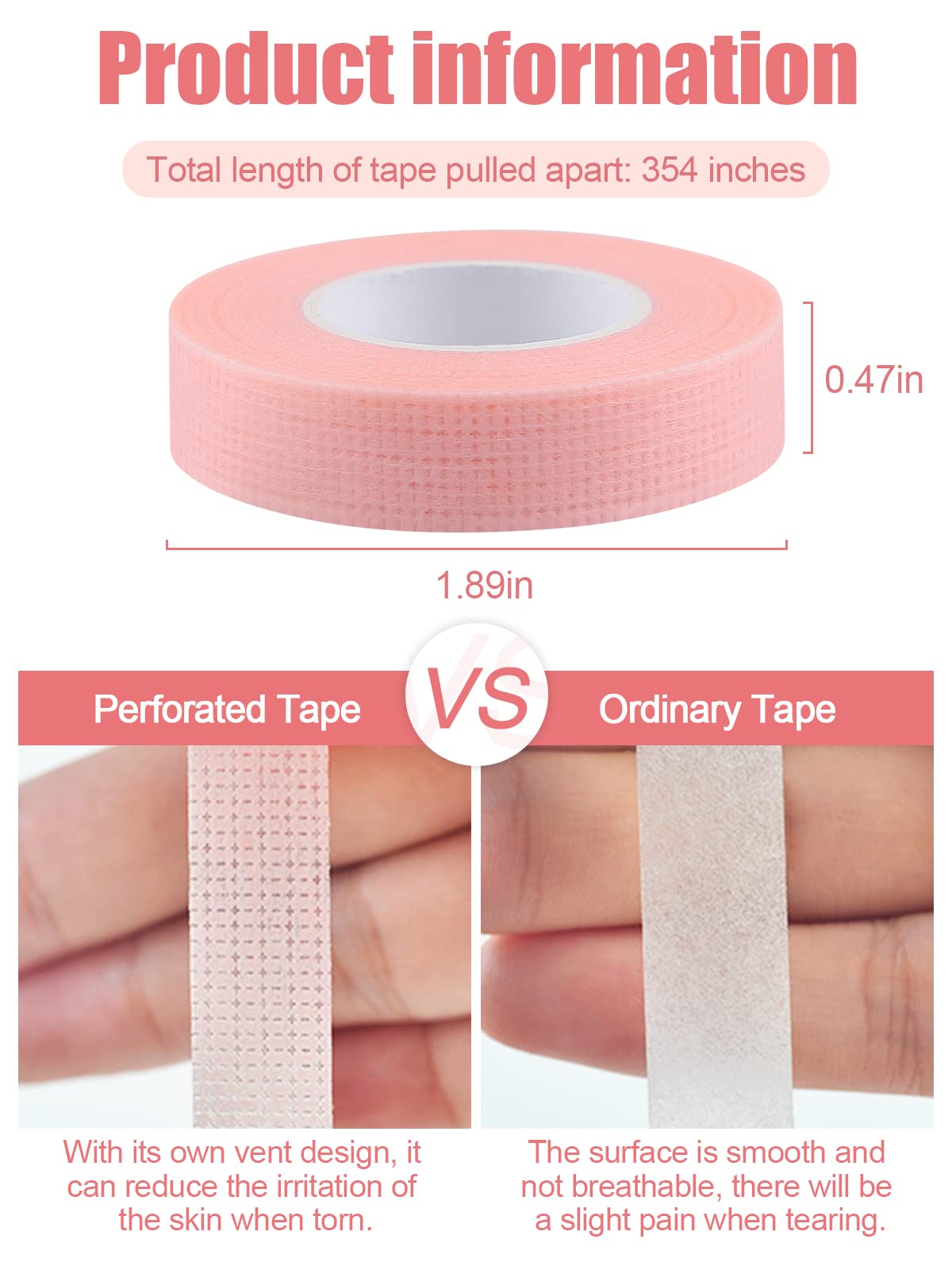 Lorvain Eyelash Extension Tape - 6 Rolls Breathable Micropore Fabric Tape (1/2
