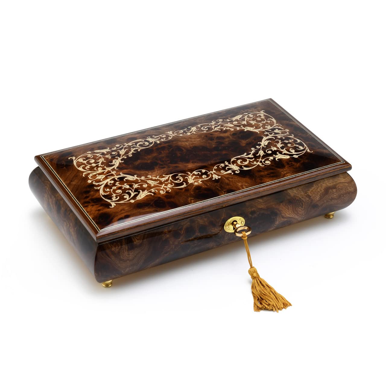 Handcrafted Arabesque Wood Inlay 30-Note Musical Jewelry Box with Lock & Key - Plays 'Jesu, Joy of Man's Desiring' - Perfect Gift for Birthdays, Anniversaries & Special Occasions